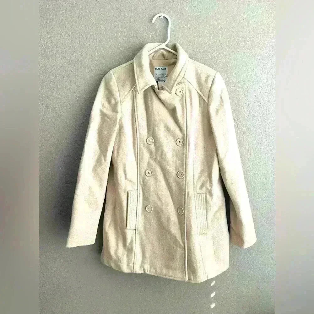 Old Navy Wool Blend Beige Tan Peacoat Jacket Size Small